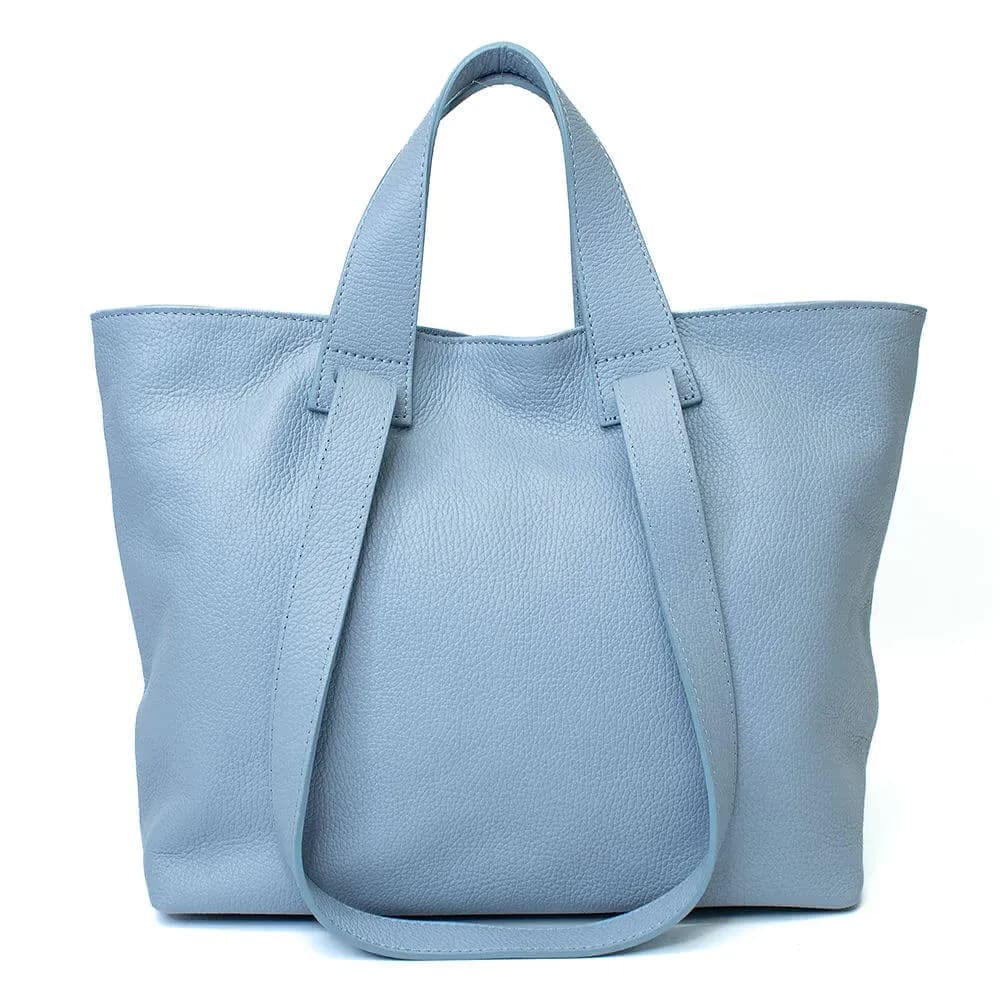 Italská shopper kabelka z pravé kuže Olivia modrá