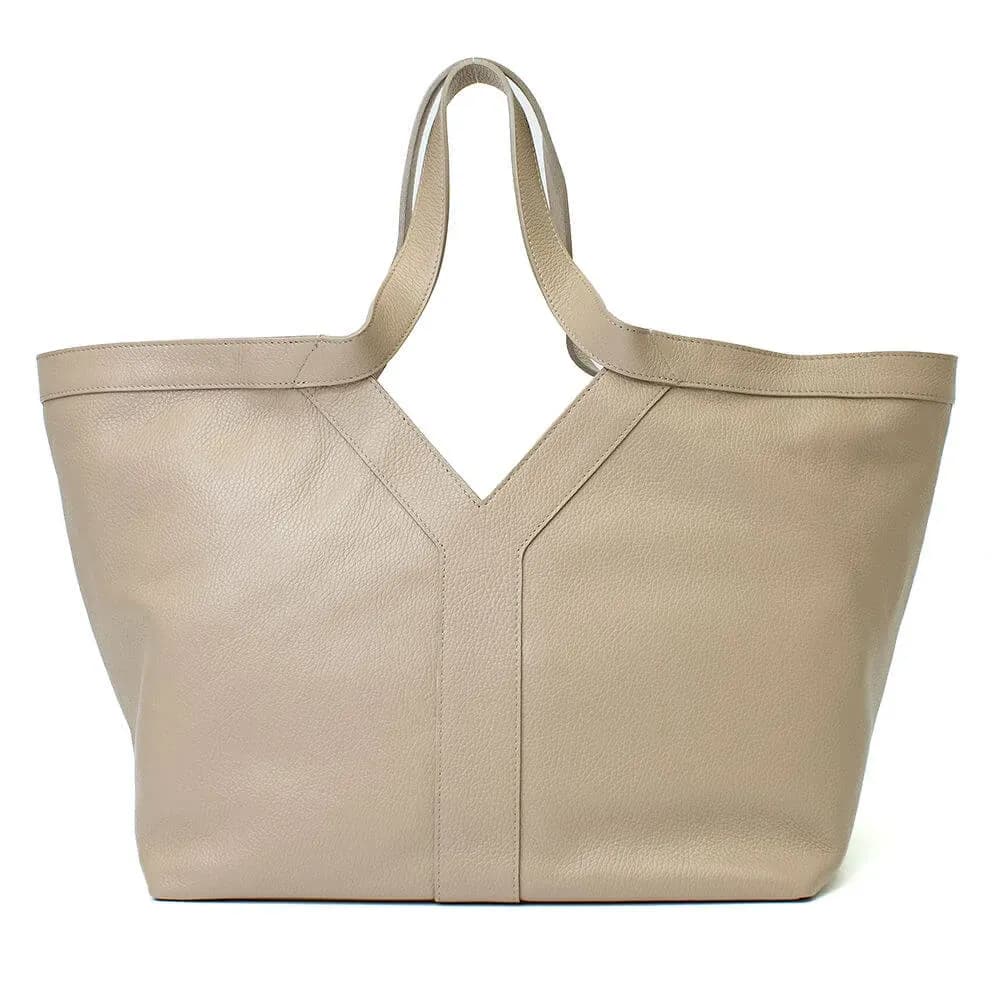 Velká Italská shopper kabelka z pravé kůže Patrizia taupe