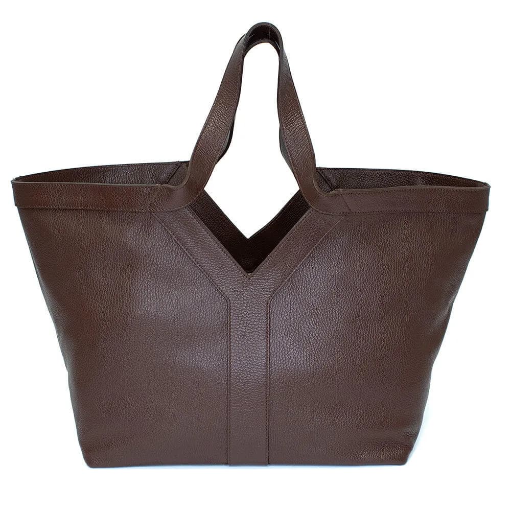 Velká Italská shopper kabelka z pravé kůže Patrizia hnědá