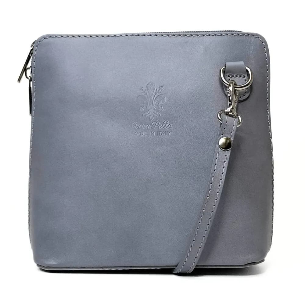 Kožená Italská crossbody kabelka Milena šedá