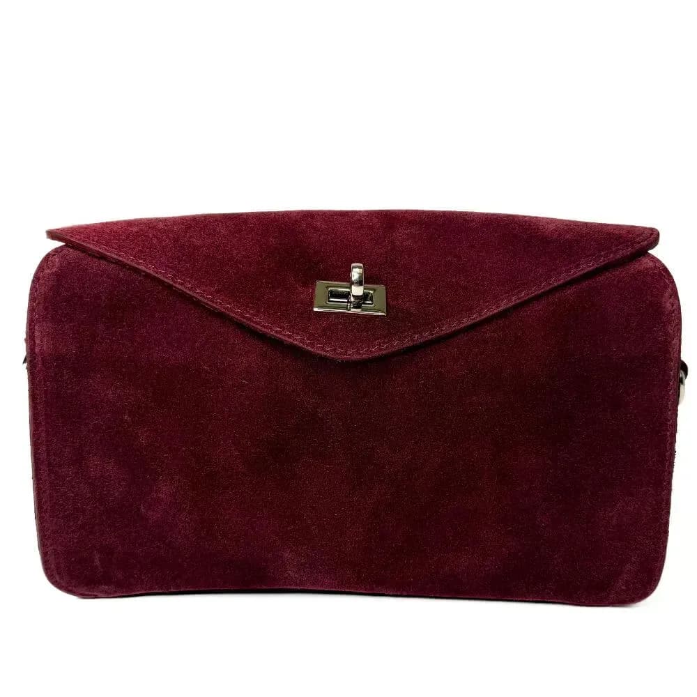 Dámská semišová/ kožená crossbody kabelka Nila vínová