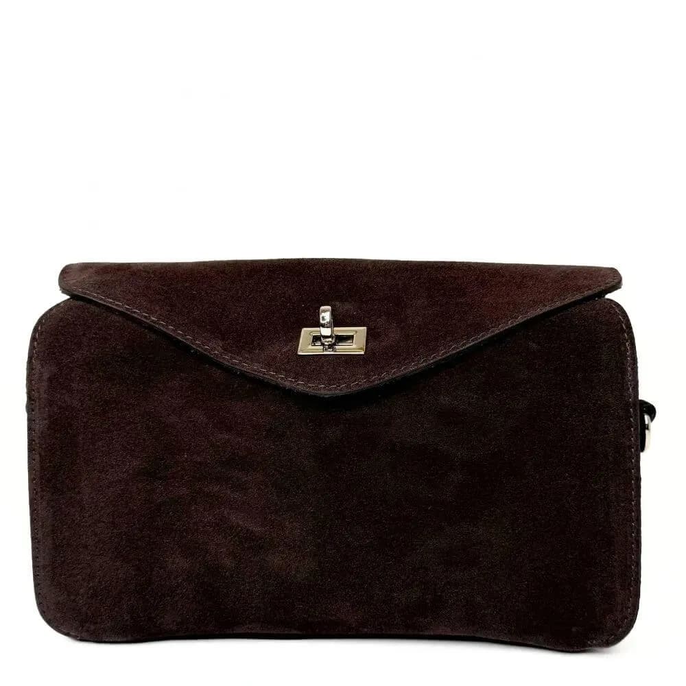 Dámská semišová/ kožená crossbody kabelka Nila tmavě hnědá